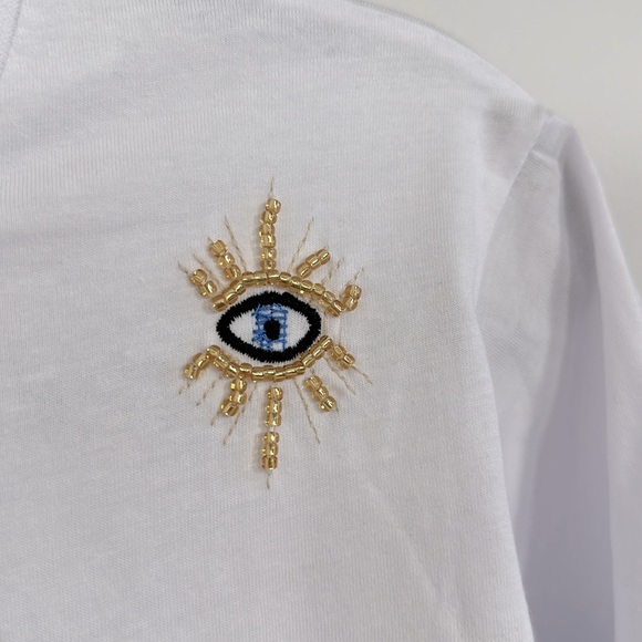 Beaded Evil Eye Graphic Tee | Shell - Picture 2 of 2